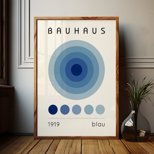 Blue Bauhaus Poster Download Mid Century Modern Wall Art, Bauhaus Circles Wall Art Printable, Bauhaus Print Exhibition Poster