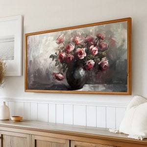 Frame TV Floral Still Life, Samsung Frame TV Art Flowers, Vintage Pink ...
