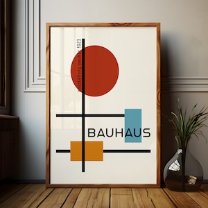 Minimalist Bauhaus Poster Printable Office Decor, Bauhaus Abstract Wall Art Instant Download Exhibition Poster, Mid Century Bauhaus Print