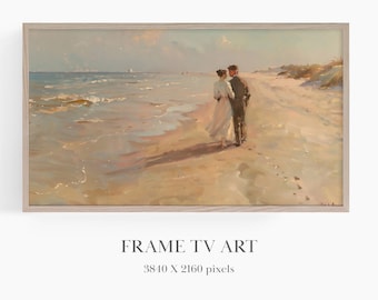 Frame TV Art Coastal Scenery, Impressionist Coastal Art, Scandinavian Seascape, Frame TV Art for Couples, Frame TV Neutral Art, Romantic Art