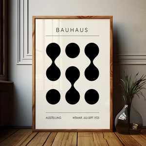 Black Bauhaus Wall Art Print Download Mid Century Abstract Poster, Monochrome Minimalist  Bauhaus Printable Exhibition Poster