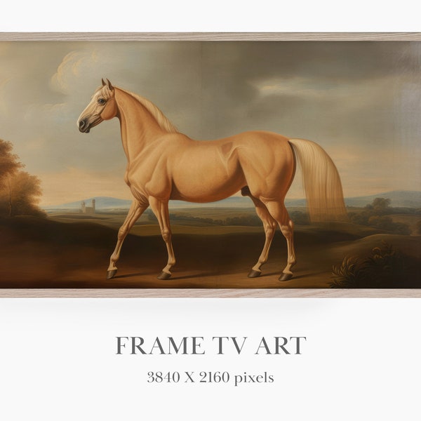 Palomino Horse Painting Samsung Frame TV Art, Vintage Horse Portrait Equestrian Picture, 18th Century Art TV 4k Wallpaper
