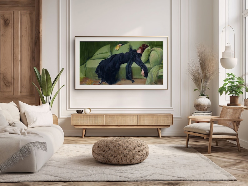 Samsung Frame TV Art Decadent Young Woman on Sofa, Jove Decadent by ...