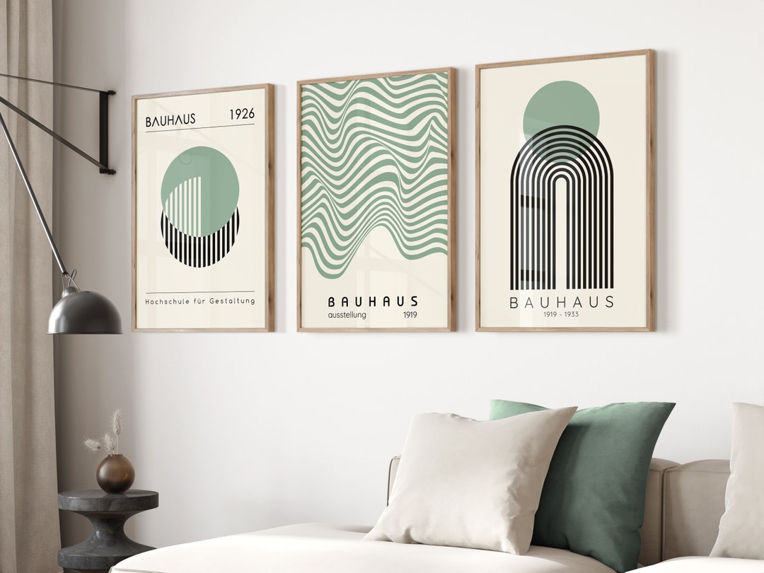 Bauhaus Poster Set of 3 Mid Century Modern Prints, Gallery Wall Art ...