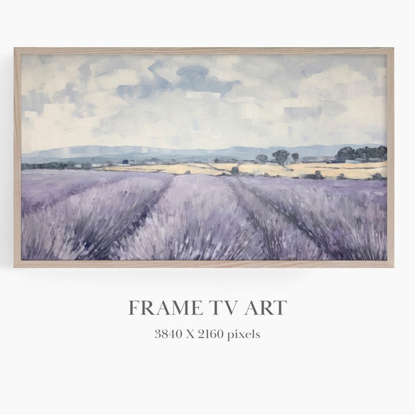 Pastel Landscape for Frame TV, Samsung Frame TV Art, Lavender Field, Soft Purple, Mauve, Oil Painting for TV