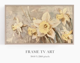 Spring Daffodils Abstract, Frame TV Art Spring, Samsung Frame TV Art, Narcissus Flowers Art, Spring Flowers for TV, Frame tv Art Flowers