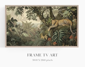 Frame TV Art Jungle, Tropical Jungle Art for TV, Samsung Frame TV Art, Jungle Decor Art, Frame tv Rainforest, Leopard in Jungle