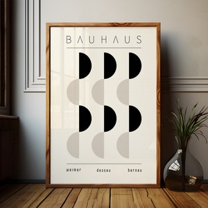 Geometric Bauhaus Print Download Mid Century Exhibition Poster, Bauhaus Wall Art Printable, Bauhaus Poster, Large Neutral Wall Art