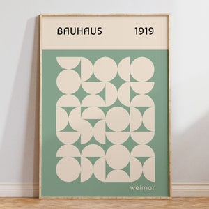 Sage Green Wall Art, Bauhaus Print Digital Download, Mid Century Modern Art, Printable Bauhaus Wall Art Exhibition Poster