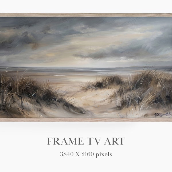 Samsung Frame TV Art Beach Scene, Seaside Painting Beach Picture for Coastal Decor, TV Wall Art Seaside Landscape Picture