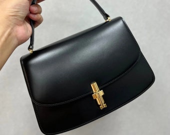 Bolsos de mano para mujer, bolsos de mano a la moda, bolso pequeño de mano  para niñas, bolsos de cuero para mujeres, pequeños con asas (color negro