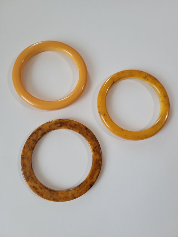 Three Vintage Bakelite Bracelets Butterscotch and 