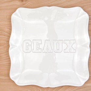 Geaux Embossed Square Platter 11.5x11.5