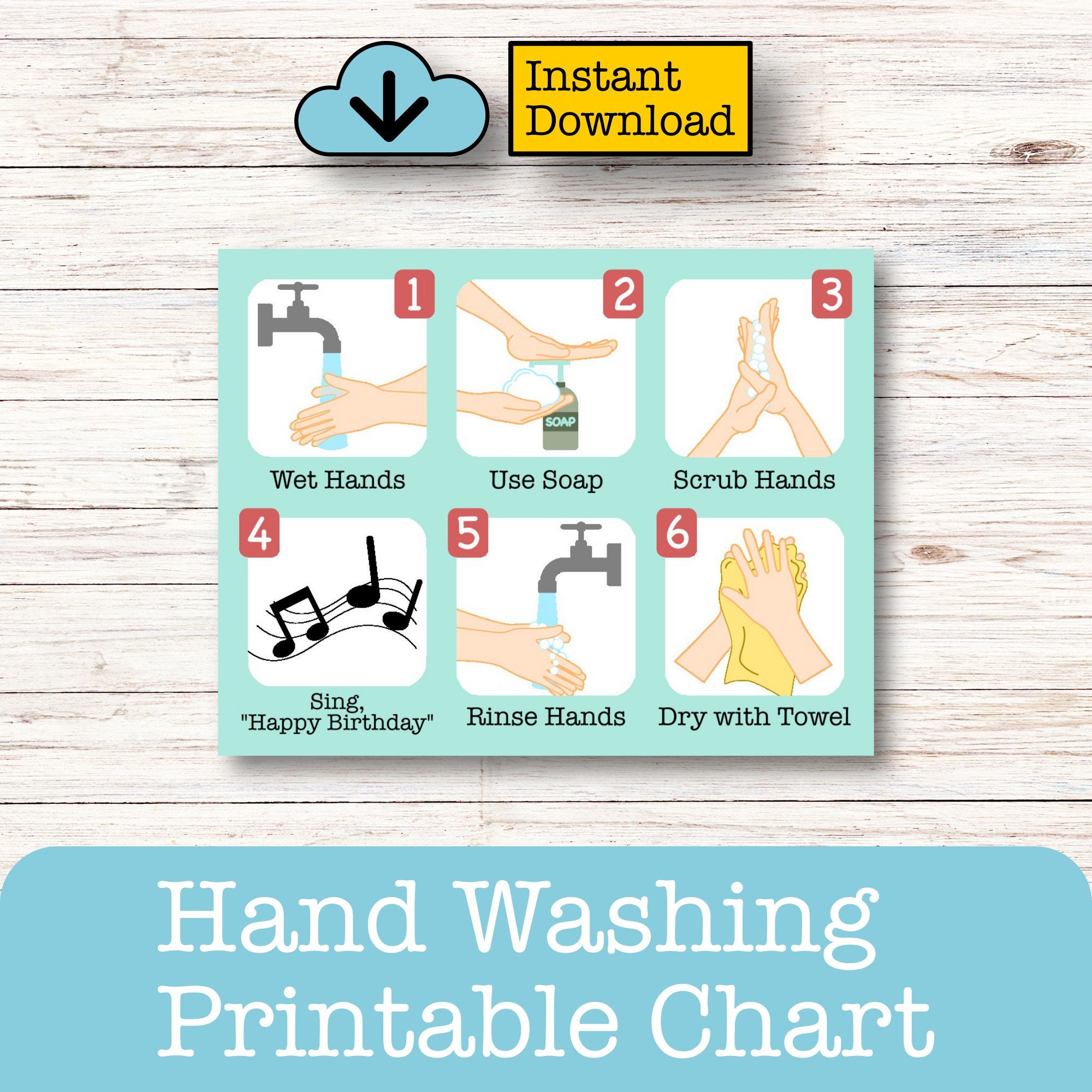 Hand Washing Routine Chart Visual Aid Digital Download - Etsy