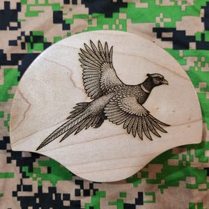 Pheasant Tail Fan Mount Plaque- No feathers- Soft Maple- High Detail