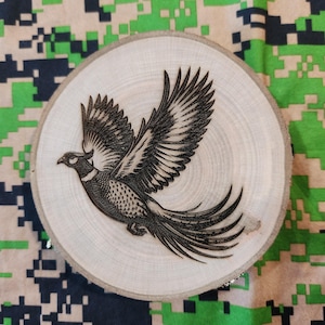 Pheasant Tail Fan Mount Plaque- No feathers- Maple Cookie, no finish