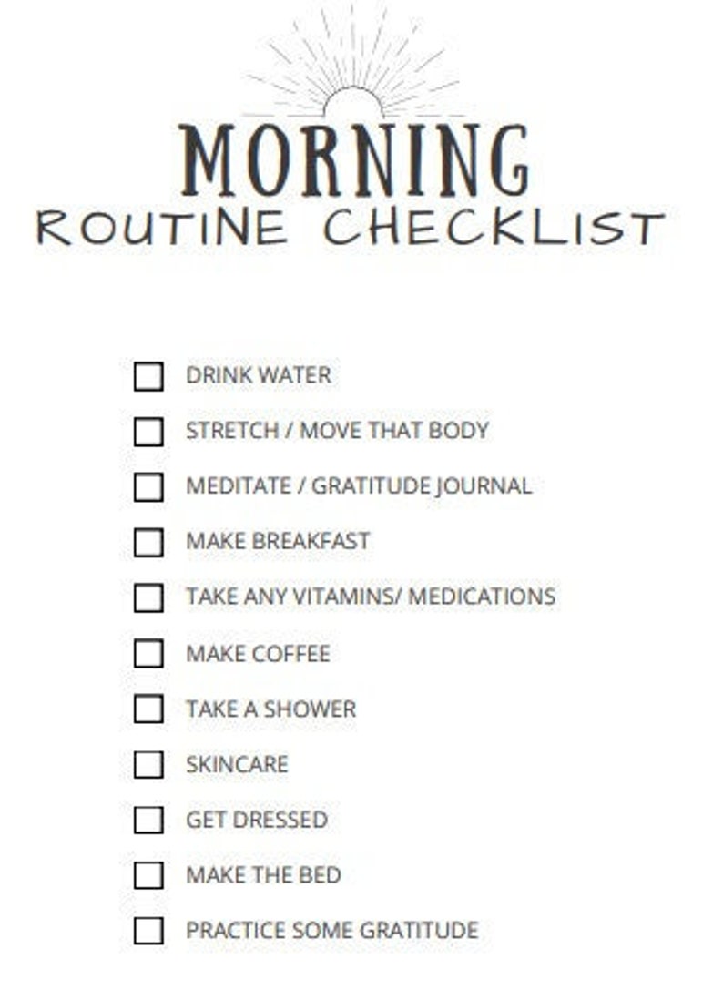 Morning Routine Checklist For Adults Pdf Morning Routine Checklist - Etsy
