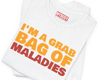 Grab Bag Maladies Funny T-Shirts Chronic Illness Tees Autoimmune Humorous Chronically Ill Spoonie Gifts