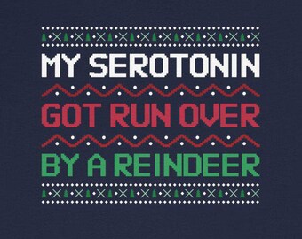 Camisetas de reno atropellado con serotonina, divertidas, depresión, ansiedad, TOC, salud mental, humor.
