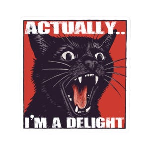 Actually I&#39;m a Delight First Of All Delight Black Cats Funny Stickers Decals Sarcastic Humorous Stickers Decals Cat Lovers Snarky