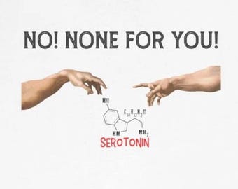 Camiseta divertida de serotonina: Manos de la creación de Dios. No hay serotonina para ti. Camiseta humorística para la depresión y la ansiedad.