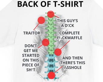 Está justo detrás de mí, ¿no es gracioso? Camisetas para el dolor de espalda. La parte trasera de la camiseta tiene columna vertebral y comentarios divertidos. Camisetas para el dolor de espalda crónico.