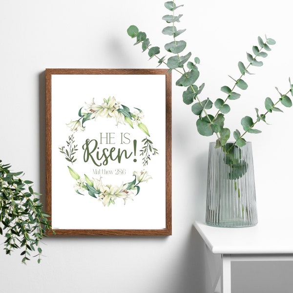 He is Risen! Easter Print -Multiple Sizes Included, Instant PNG Download - LDS/Easter/Printable Art/Holy Week/Come Follow Me