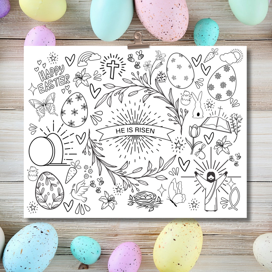 He is Risen Easter Printable Coloring Page - 8.5x11 Instant PDF ...