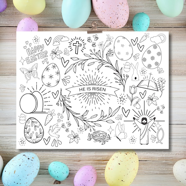 He Is Risen Easter Printable Coloring Page - 8.5x11 Instant PDF Download! LDS/Young Women/Mutual/General Conference/Sunday School/Christian