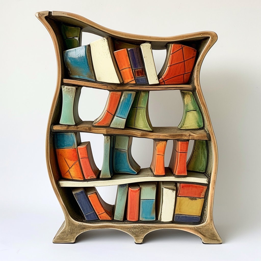 Ceramic Bookshelves With Natural Finishes Etsy