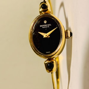 Vintage Raymond Weil Ladies Watch! Working! Wind Up Mechanical! Swiss! Geneve! Diamond! Gold Toned!