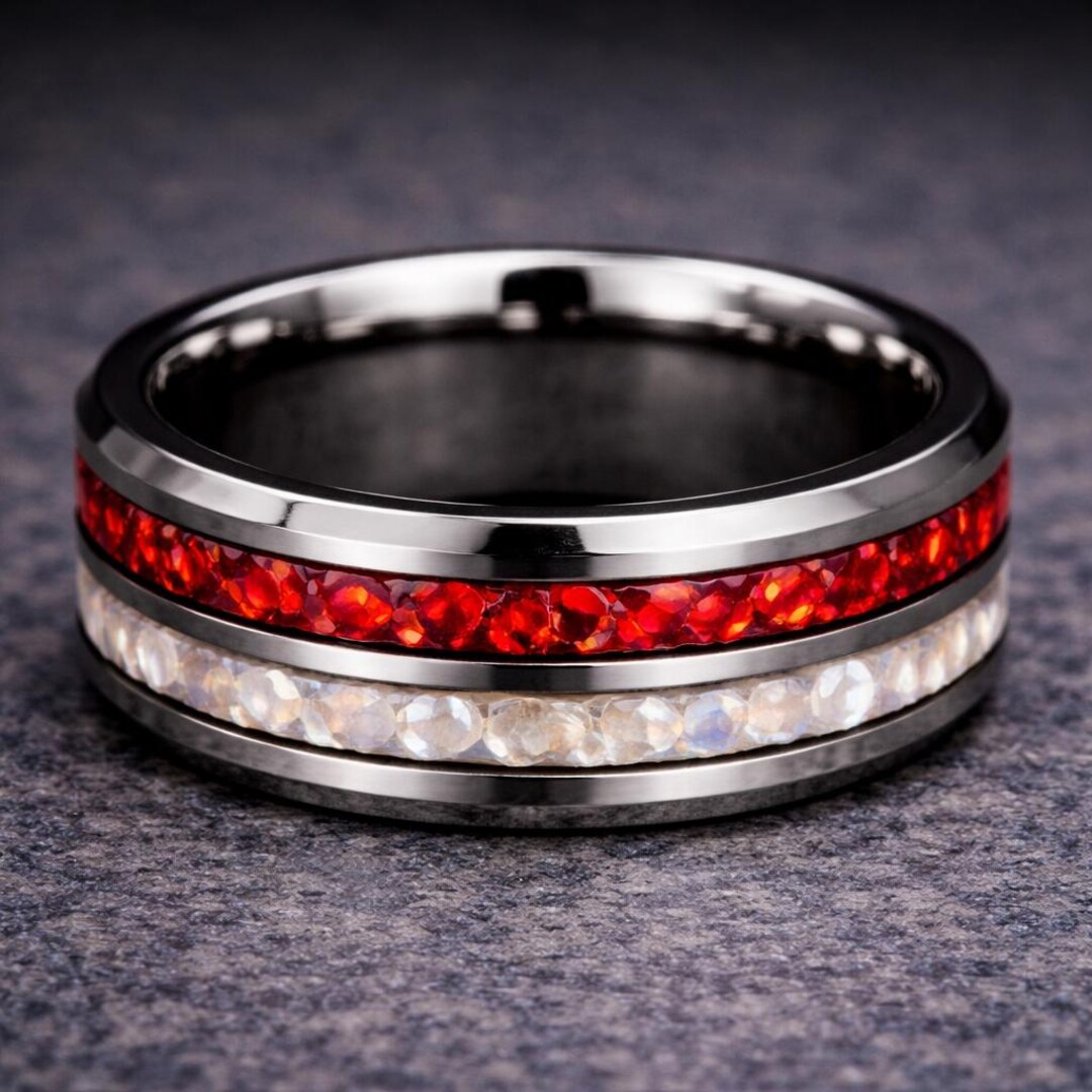 NCAA School Colors Ring - Crimson Red Opal and Mother of Pearl - Etsy