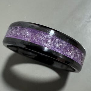 Amethyst Inlay Ring - Dark Blue/Purple Glow in the Dark