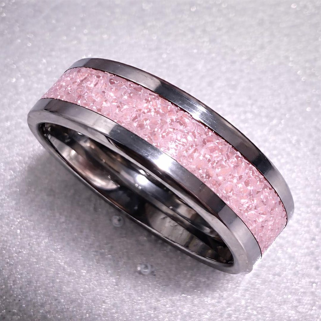Quartz Inlay Rose Quartz Inlay Ring - Pink Glow in the Dark - Etsy