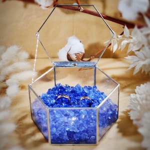 Clear jewelry glass box, Decorative engagement ring box, Small trinket glass box, Unique gift for bridesmaids, Geometry shelf decoration