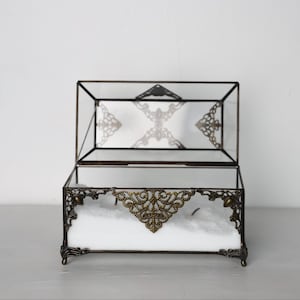 Glass jewelry display, Gothic glass jewelry box, Stained glass jewelry storage organizer, Stained glass candle stand, Gothic wedding gift