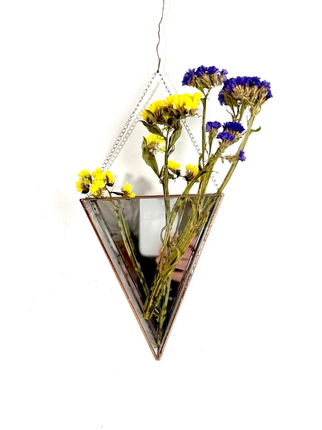 Triangular Abstract Vases Handmade Stained Glass Vase, Geometric Air Plant Wall Hanging Vase ...