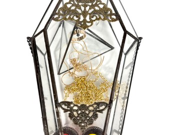 Coffin Glass Jewelry Box, Gothic Wedding Ring Holder, Dark Academia Decor, Jewelry Organizer