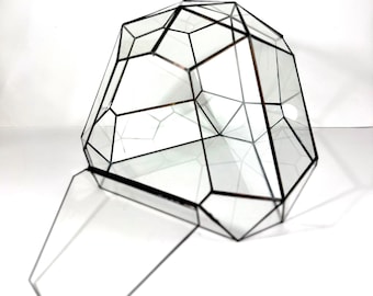 Terrario geométrico de vidrio hecho a mano con puerta, Florario moderno para decoración del hogar, Maceta angular para suculentas, Mossario decorativo con tapa