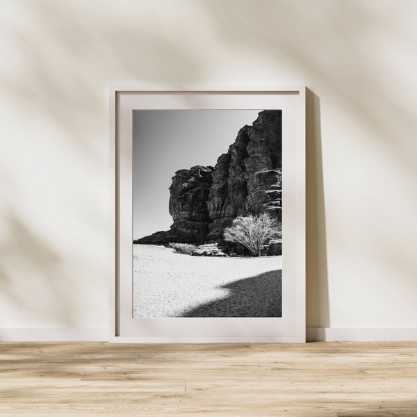 Jordan desert print,  Wadi Rum desert print, Desert wall art, Travel prints, Black and white print, Wadi Rum print, Jordan wall art