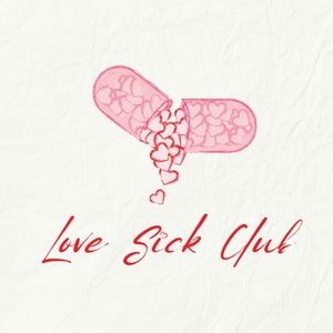 Pink Aesthetic Poster for Apartment - Love Sick Club Digital Print - Girly Wall Art Soft Pink - Trendy Wall Art - Valentine&#39;s Day Print