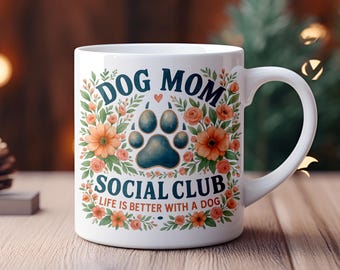 Club Social de Mamás Caninas PNG: Sublimación de huella floral (Descarga digital)