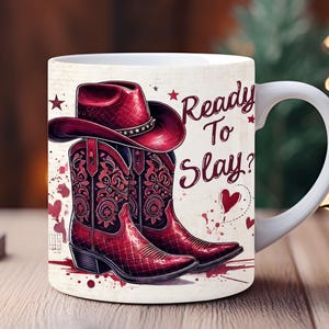Cowgirl Boots & Hat Mug Wrap: Western Sublimation Design (Digital Download)