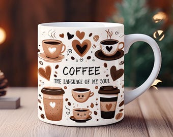 Diseño de sublimación para envoltorio de taza de café, regalo para amantes del café (descarga digital)