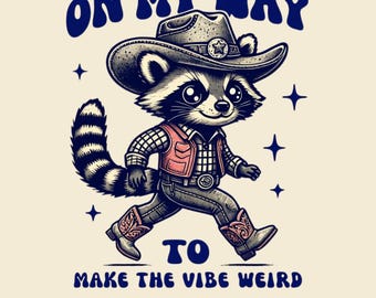 Mapache vaquero divertido PNG: Diseño de meme del oeste (impresión digital)