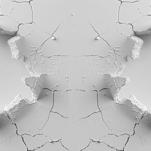 K&ouml;nnte beinhalten: Ein wei&szlig;er, strukturierter Hintergrund mit zwei symmetrischen L&ouml;chern in Herzform. Die L&ouml;cher sind von rissigen R&auml;ndern umgeben.