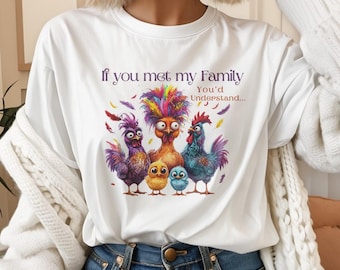 Familia de pollos locos PNG: Diseño de sublimación divertido de la vida en la granja (Descarga digital)