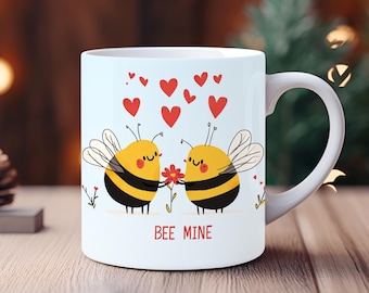 Envoltorio de taza Bee Mine: Diseño de abejorro para San Valentín (Descarga digital)