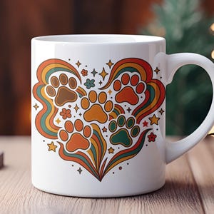 Retro Paw Heart PNG: Dog Mama T-Shirt Design (Digital Download)