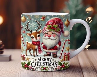 3D Weihnachts-Wichtel-Tasse: 11oz & 15oz Kaffeetasse (PNG Digital Download)